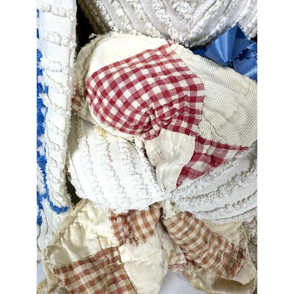 Chenille Handmade Large Eared Vintage Bunny Rabbit w/Quilted Blanket-READ - Picture 6 of 9